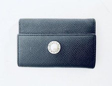 Bvlgari Black Pebbled Leather 4 Key Stainless Steel Holder Wallet