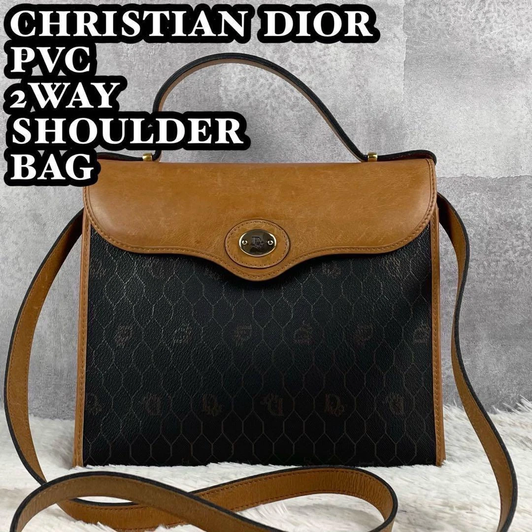 Sac bandoulière Christian Dior cuir pvc authentique noir marron France 113197