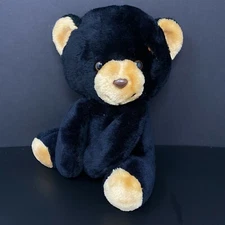Vintage Animal Fair Black Teddy Bear Plush Stuffed Animal Tan Face Ears Sits 034