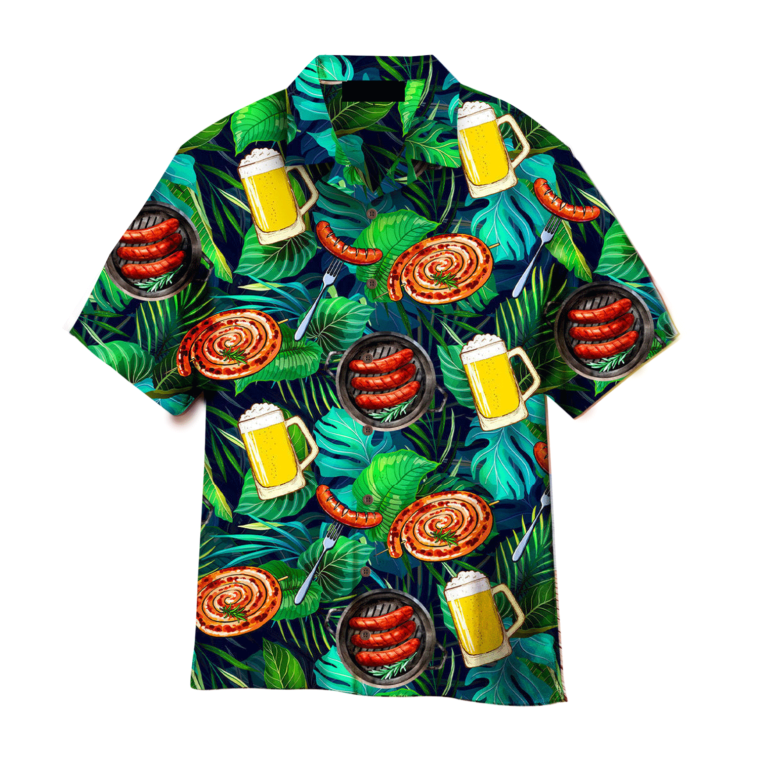 Oktoberfest Sausages and Beer BBQ Set with Palm Hawaiian Shirt Party Essentials