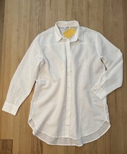 Neu Esprit Lockere Long Langarm Bluse Leinen Baumwolle Mix Gr. XXL Weiß