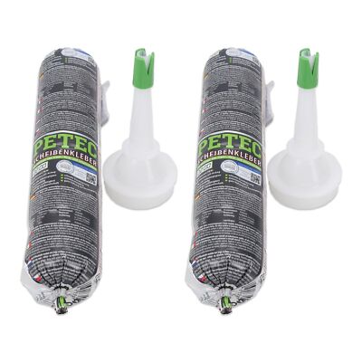 2x 400ml PETEC Scheibenkleber Schlauchbeutel + Düse Front,Heck-Seitenscheibe