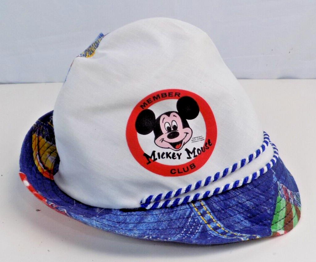 Rare Vintage Mickey Mouse Club Member Bucket Hat w/ Feather 