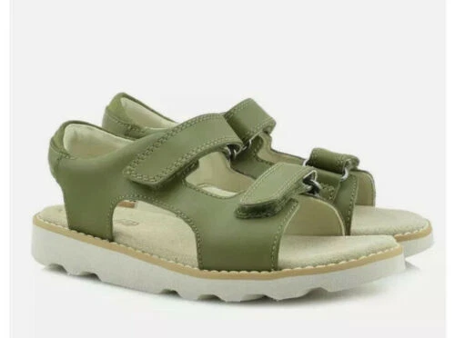 CLARKS Crown Root K sandali da ragazzo in pelle kaki taglia UK 6 1 2 F