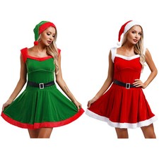 Women Minidress Short Nightdress Mini Dresses New Year's Day Dress And Hat Sexy