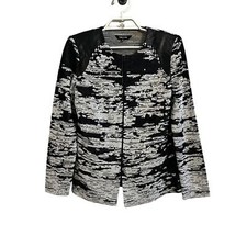 Misook Faux Leather Shoulder Zip Up Jacket Blazer