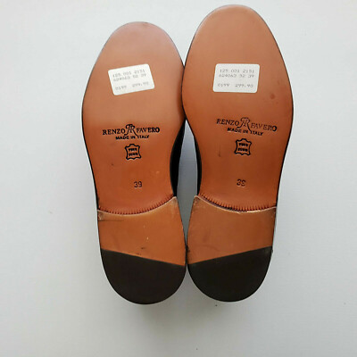 New RENZO FAVERO Men Black Leather Slip On Loafer Shoe Size  display picture 2