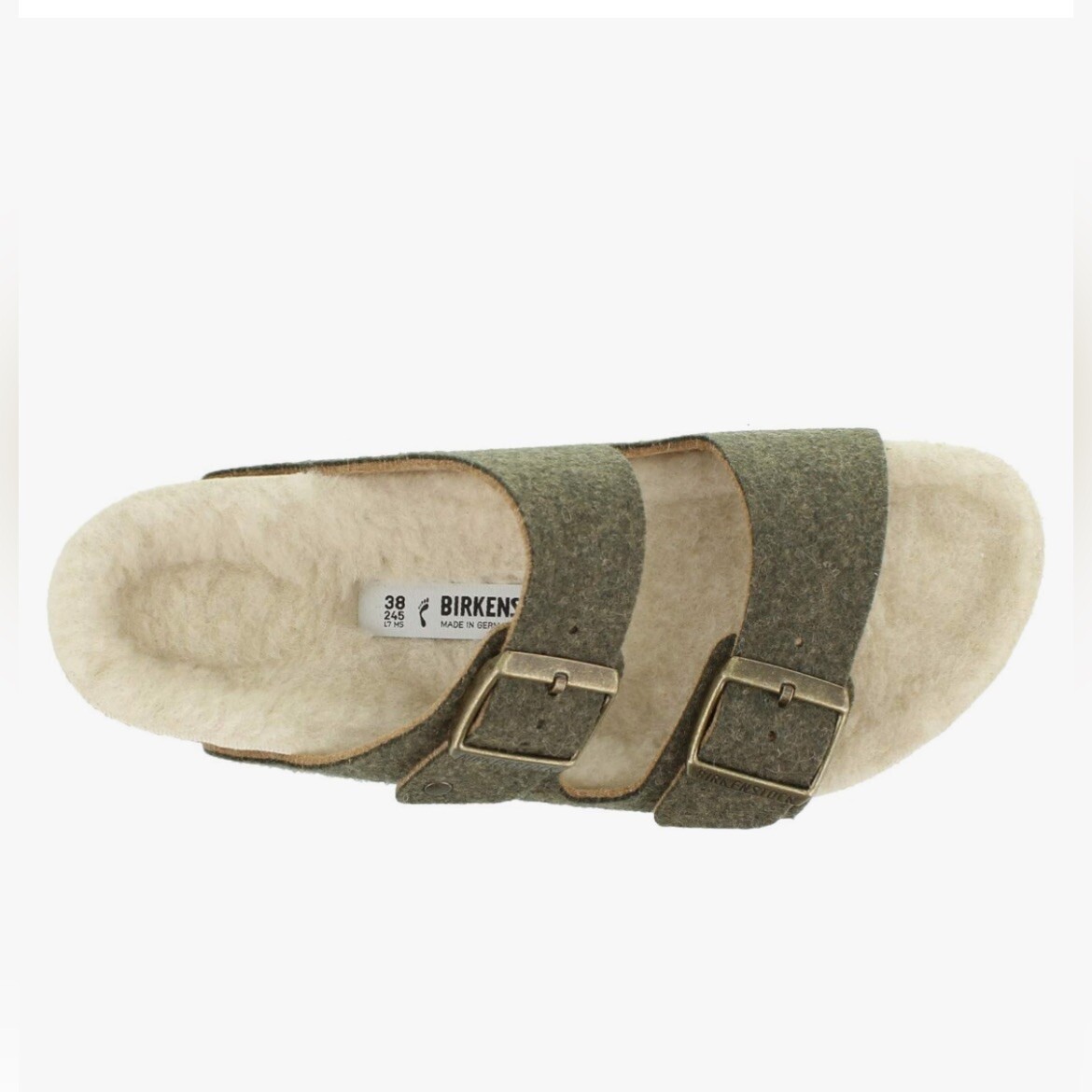 Birkenstock Arizona Khaki Wool Happy Lamb Unisex Sandals 37  display picture 1