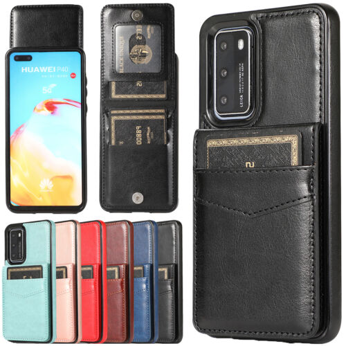 Luxury Leather Multi Card Holder Cover Case For Huawei P40 P30 Mate 20 Lite Pro - Picture 1 of 11