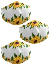 Face Mask Washable Reusable for women Yellow Flowers Design Sublimated 3 pack