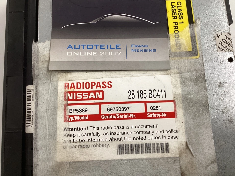Nissan Note Radio Autoradio Code Audiosystem CD Player 7645389318 28185BC411 - Bild 2 von 4