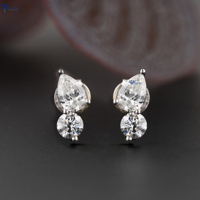 1.01 TDW Round cut And Pear cut  Moissanite Diamond Sutd White Gold 10k Labstone