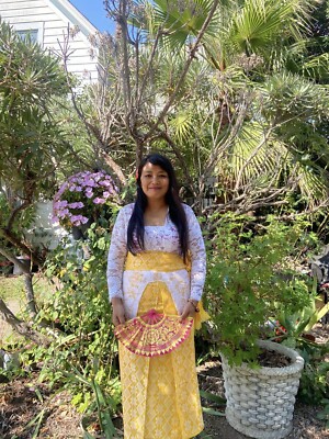 Women Kebaya Bali Set Top Bottom Scarf Size S