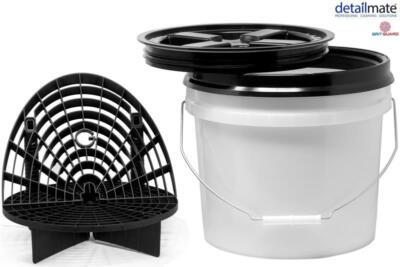 Auto Wasch Eimer Set Einsatz GRITGUARD + Seal Lid Deckel + Washboard schwarz car