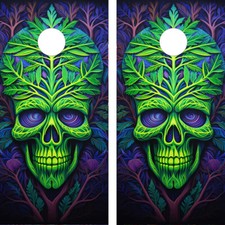 FADEPROOF Cornhole Board Wraps Laminated - Plant Head Skull