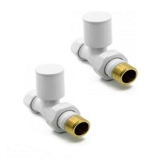 WHITE Modern Towel Rail Radiator Valves - Corner Angled Straight 8mm 10mm 15mm