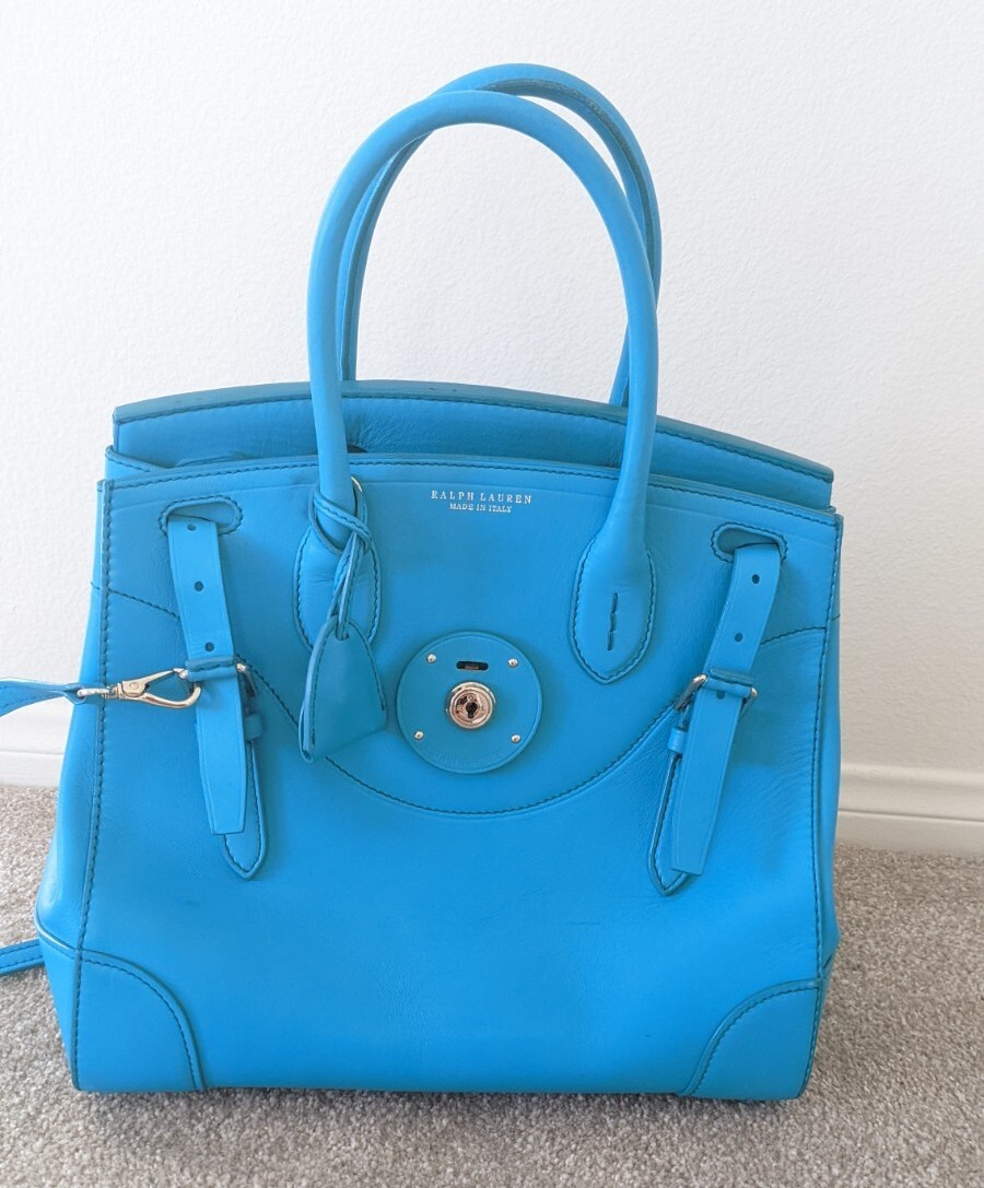 $3500 Ralph Lauren Collection Rare Blue Ricky 33 Calfskin