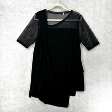 Elie Tahari Black Dress Womens LARGE Black Asymmetrical Pencil Short Sleeve