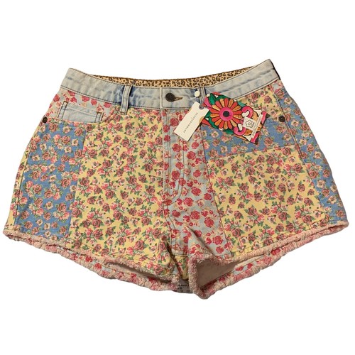 Floral Patchwork Denim Shorts 29 