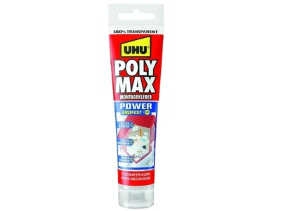 UHU POLYMAX POWER Endfest Transparent 115g Tube Universal Montagekleber glasklar