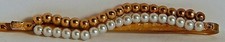 VINT HAIR PIN W/ DOUBLE ROW SEED PEARLS GOLD BEADS BARRETTE GOLDTONE