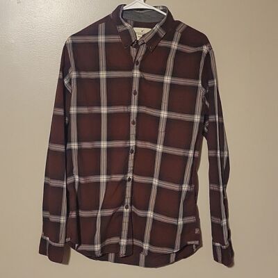 American Eagle Flannel Shirt Plaid Burgundy/Brownish and Tan Seriously Soft Sz M