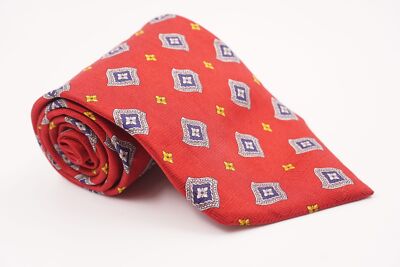 Dormeuil Krawatte rot blau kariert Karo 100% Seide 9,5 cm A212
