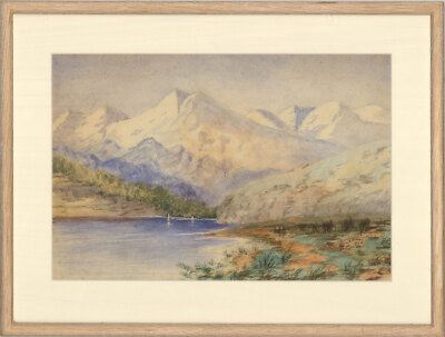 E. Moore - Aquarell Von 1934, Eine Alpine Seenlandschaft