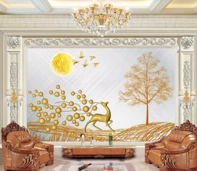 3D Golden Sun ZHU9899 Wallpaper Wall Mural Removable Self-adhesive Zoe