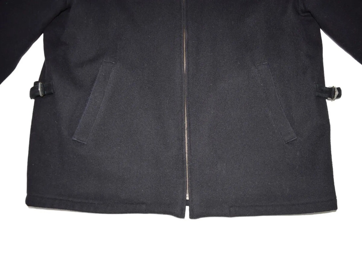 Polo Ralph Lauren Wool Jacket Mens L Black Full Zip Leather Polo Ralph Lauren Wool Jacket Mens L Black Full Zip Leather
