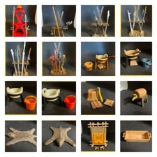 Playmobil Camp Fire Lantern Weapon Racks Bear Rug TriPod Claypot Torch Bonfire