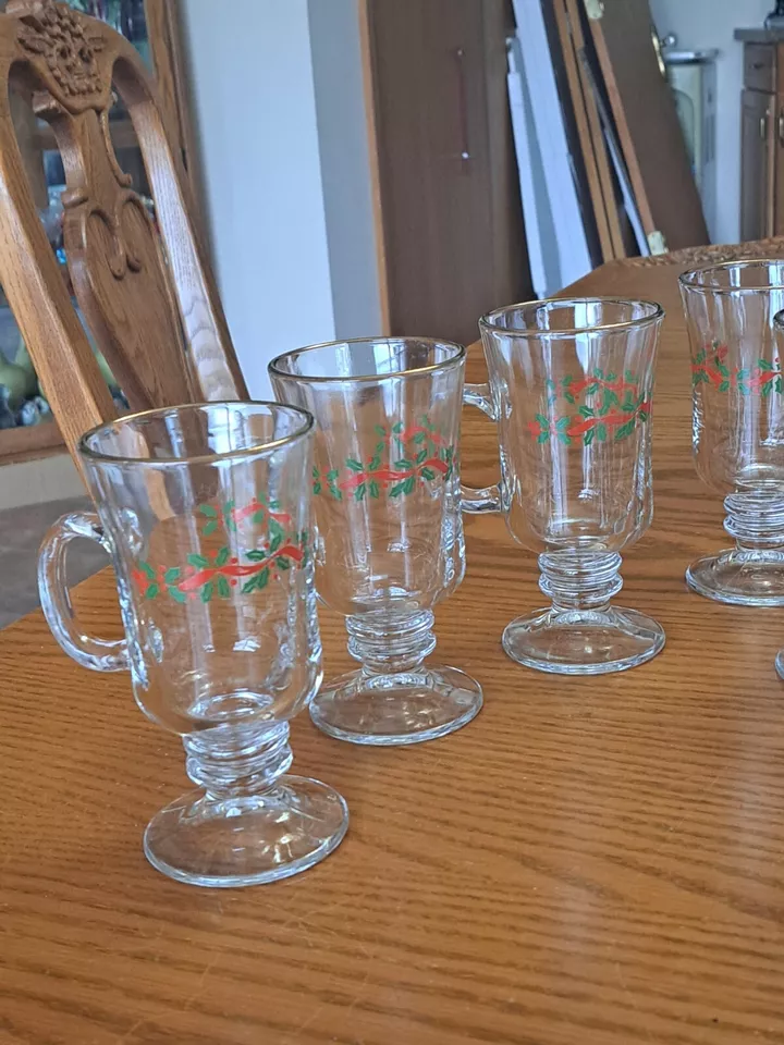 Libbey ирландский кофе винтажный кружки ленты Holly узор комплект из 15 сделано для Arby's - Изображение 4 из 4