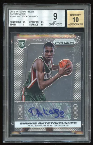 2013-14 Panini Prizm Giannis Antetokounmpo #33 Autograph Rookie RC BGS 9 AUTO 10