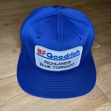 VTG Swingster BF Goodrich Richlands Blue Tornado Patch 80s Trucker Snapback Hat