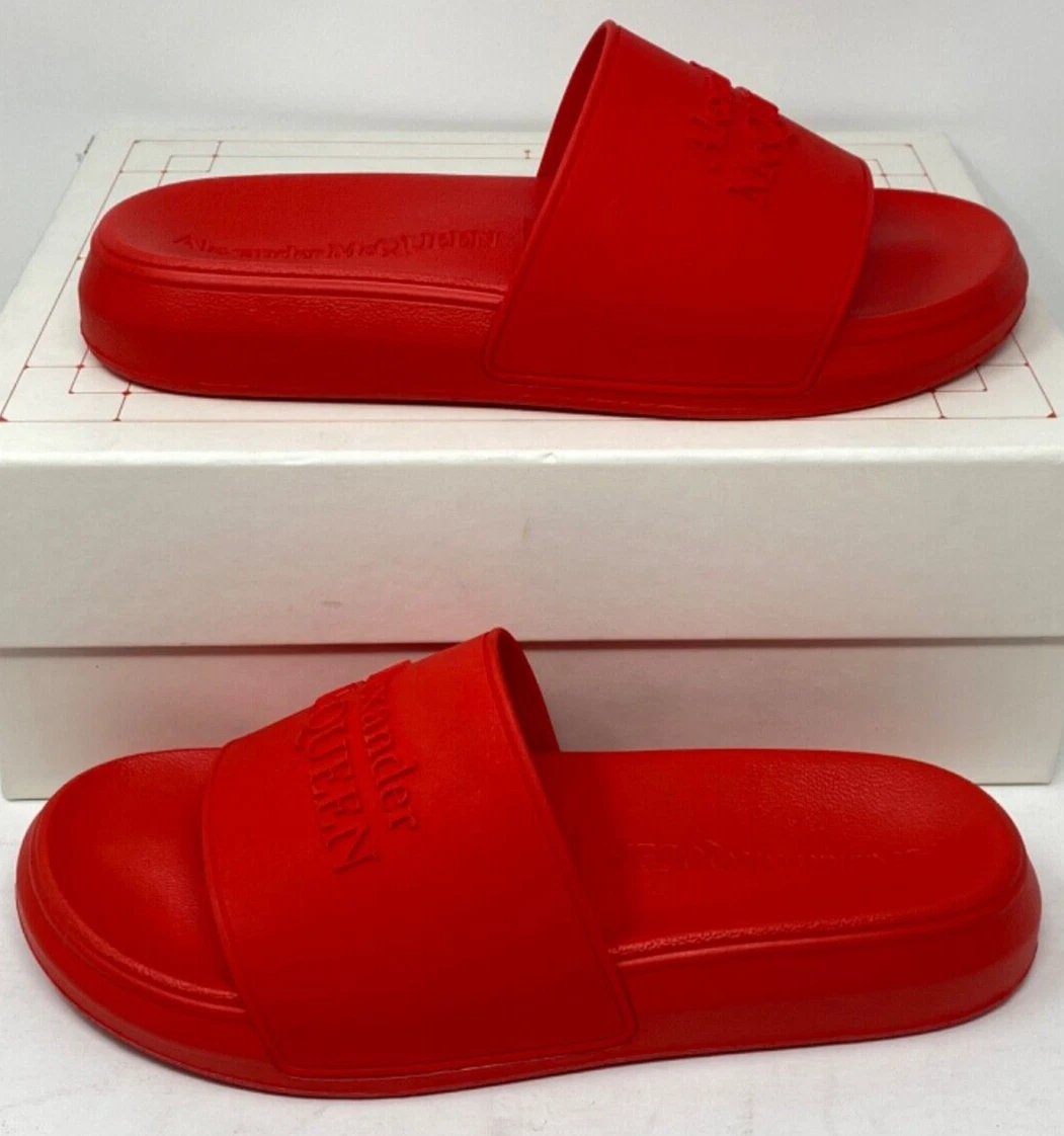 Sandali da piscina ibridi logo Alexander McQueen $290 rosso papavero 11 41