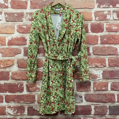 Sweet Honey Bathrobe Womens Small Green Multicolor Berries Leaves Pool Spa Robe