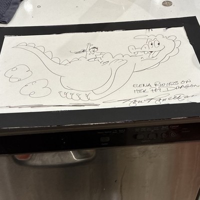 Butch Hartman Elena Riding on Her Pet Dragon Signed Animation Drawing Art