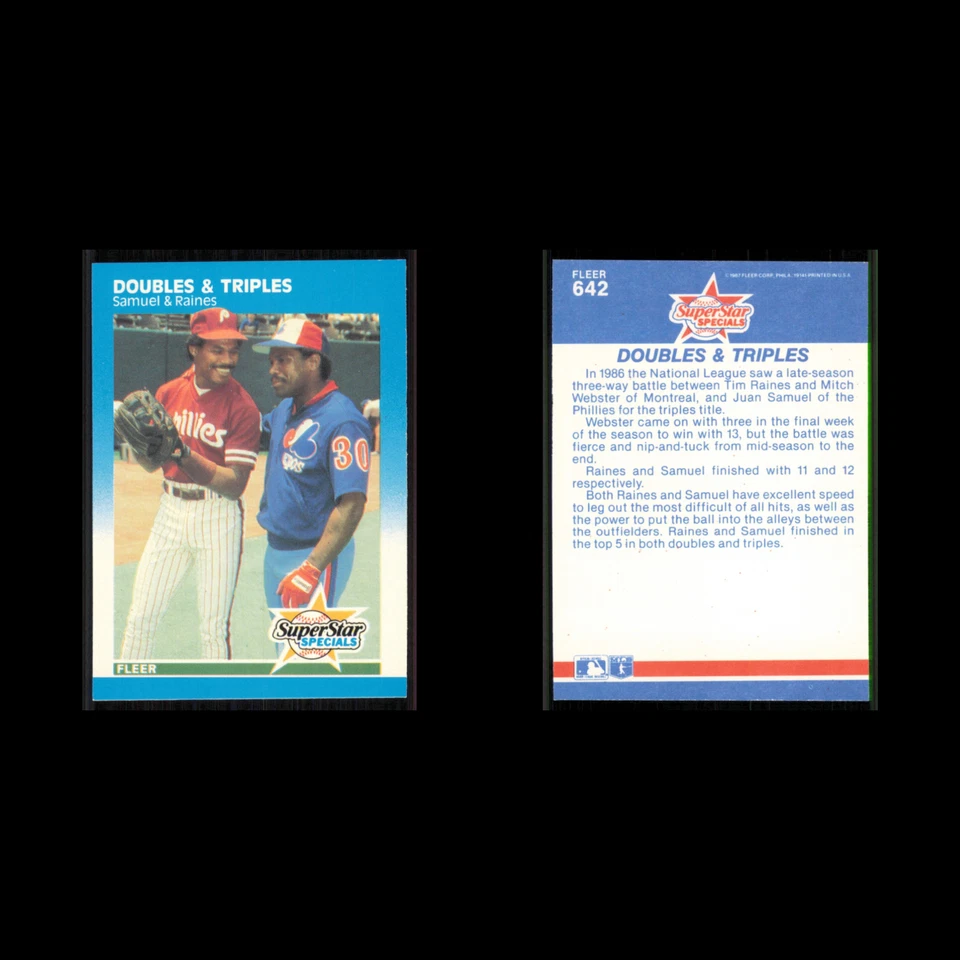Tim Raines Juan Samuel #642 1987 Fleer Glossy Phillies/Expos Baseball Card MLB - Image 3 of 3