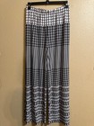 CHICO'S WIDE LEG PALAZZO PANTS CHICO'S SZ 1 (MED) BLACK TAN OFF WHITE PULL ON — photo 1