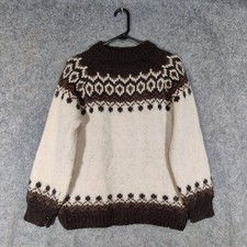 Stobi Pullover Damen Größe Small Beige Braun Fair Isle Nordic Lopi Wolle Lopapeysa 