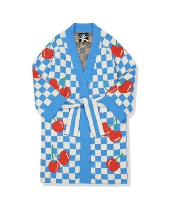 Wiggle Wiggle Cherry Lounge Long Bathrobe Night Fluffy Soft Dressing Gown