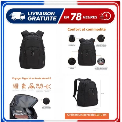 Sac à dos ordinateur portable Amazon Basics 15.6" Noir - Photo 1/4