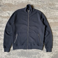 Oliver Spencer Mens Calstock Waffle Knit Zip Up Jersey Track Jacket Grey Medium