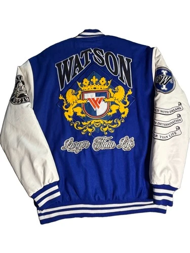 Watson Larger Than Life Varsity Jacket XL New With Tags Blue Letterman Coat image 13