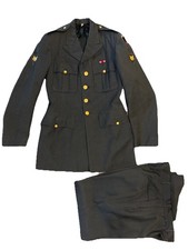 Vtg. 1957 US Army Green Coat Jacket 39 XL Suit Service Dress Uniform Military