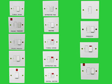 Volex Spur Switch 13A/20A Fused Unswitched Moulded White Engraved with Neon
