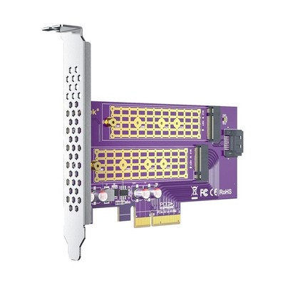 DualPort M.2 PCIe 3.0 x4 Adapter M+B Key NVMe AHCI SATA SSD 22302280
