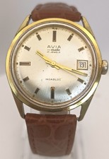 Vintage AVIA Matic Automatic ETA 2472 Swiss 17 Jewels Date Gold Plated 10 Micron