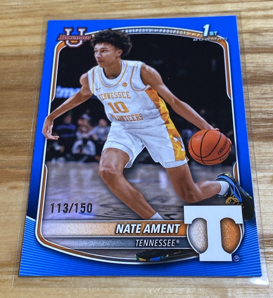 Nate Ament 2025-26 Bowman 1st Blue Border SP /150 Tennessee