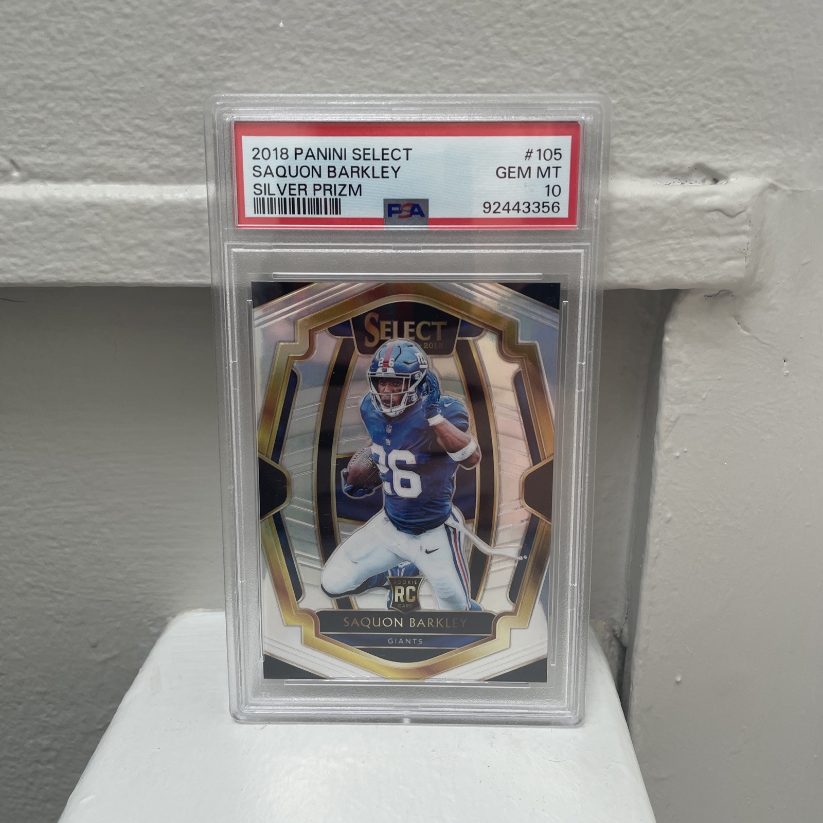SAQUON BARKLEY 2018 PANINI SELECT ROOKIE SILVER PRIZM #105 RC PSA 10 GEM MINT